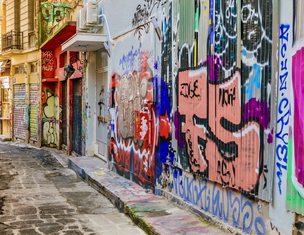 murals in the Plaka district