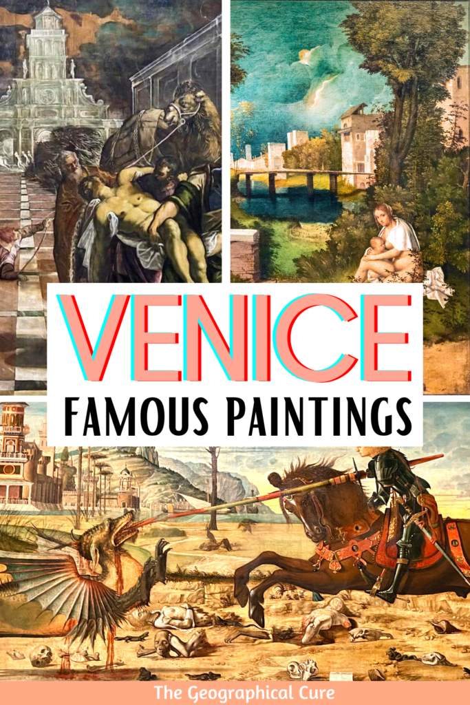 Pinterest pin for famous paintings in Venice