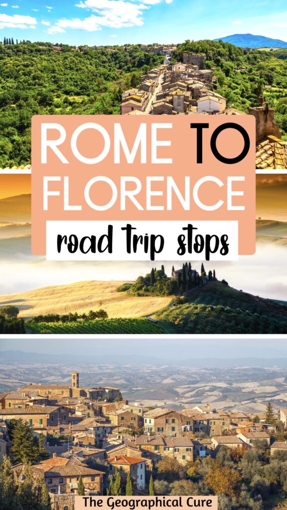 Pinterest pin for Rome to Florence road trip
