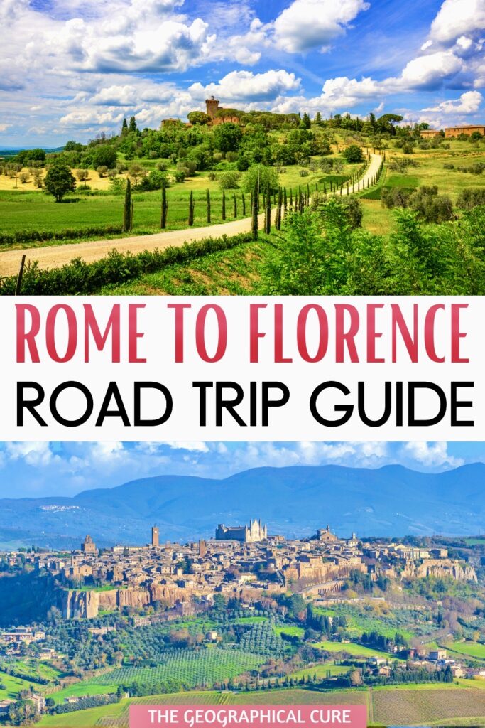 Pinterest pin for Rome to Florence road trip
