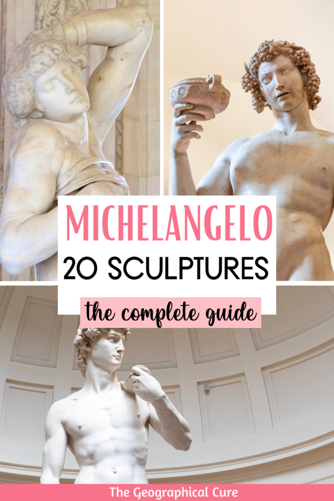 Pinterest pin for famous Michelangelo sculptures