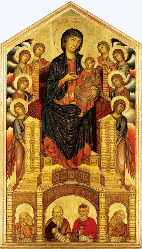 Cimabue, Maesta, 1286, a famous painting from the Middle Ages in Italy
