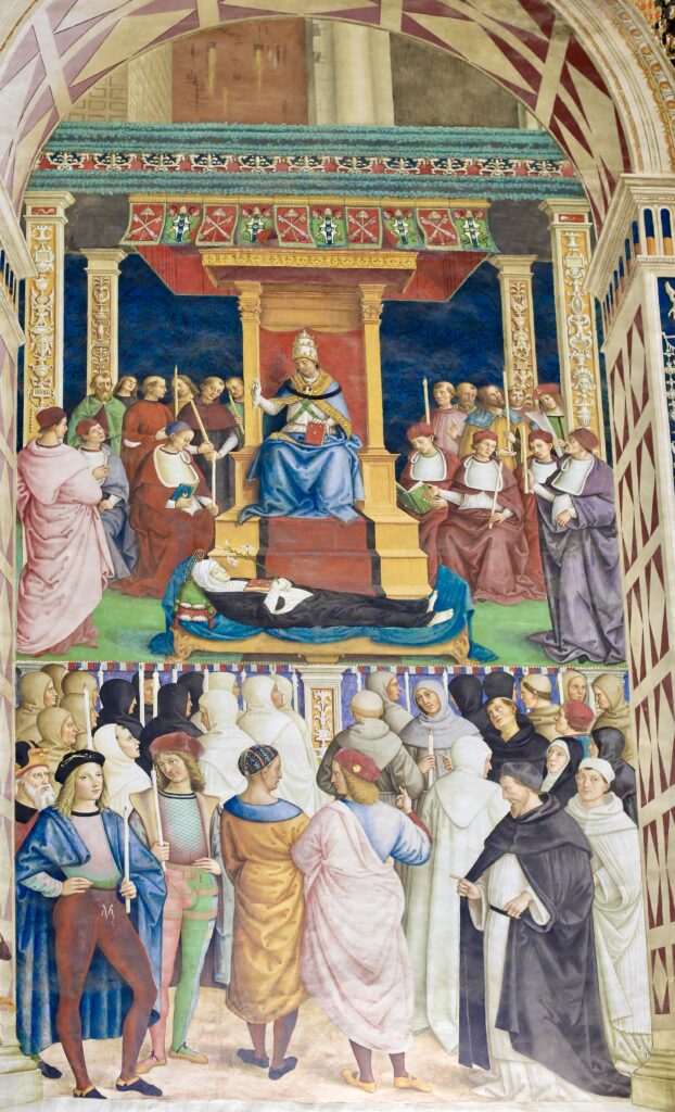 Pius II canonizing Saint Catherine
