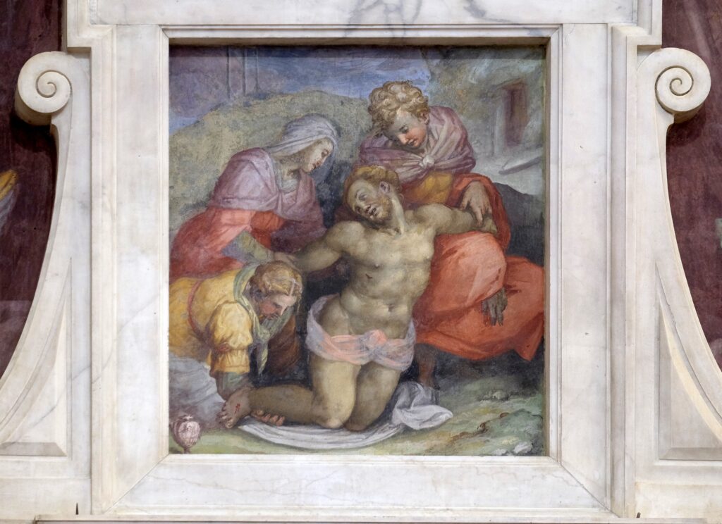 lamentation of a dead Christ fresco