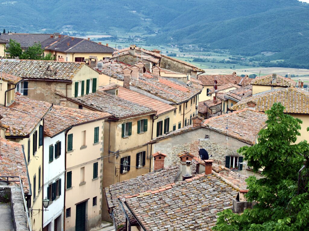 cityscape of Cortona with rooftops
