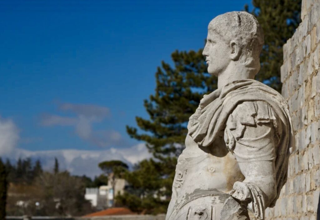 statue in the Roman ruins