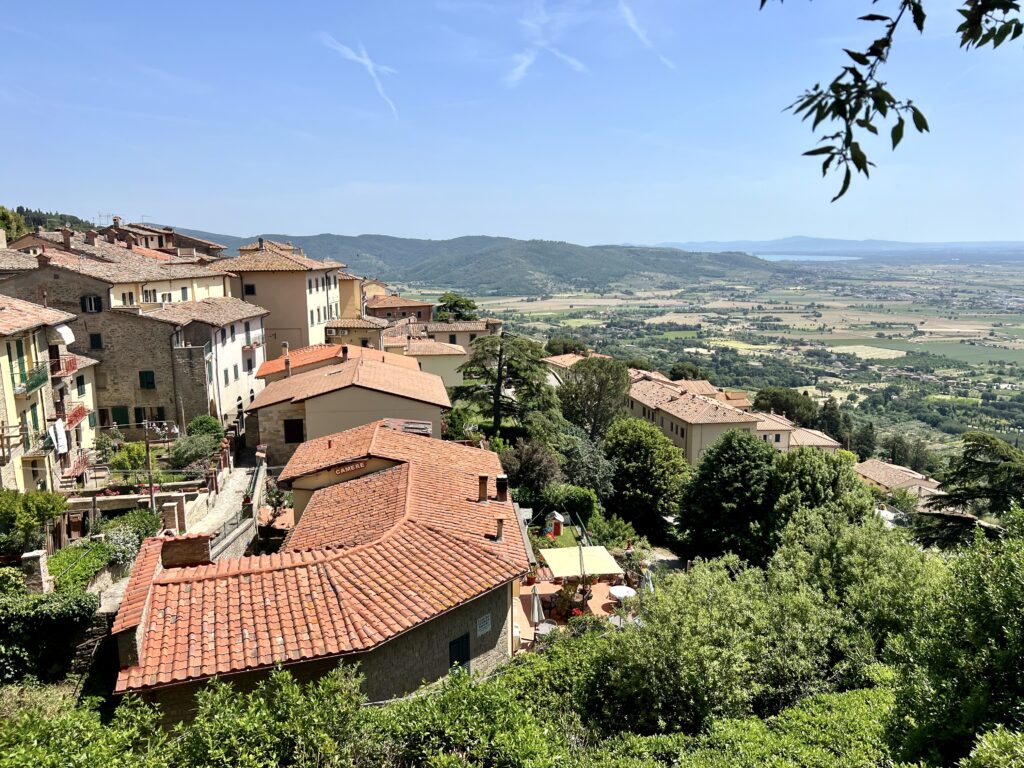 view from Piazza Garibaldi, a must do with one day in Cortona