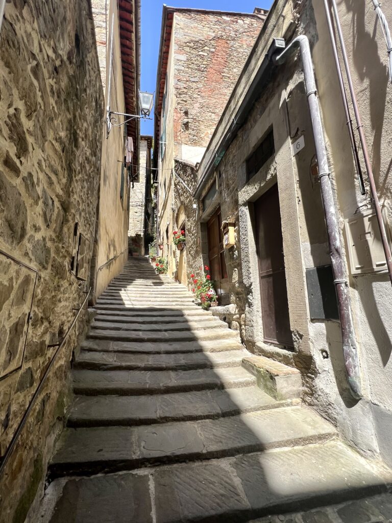 one of the steep lanes in Cortona
