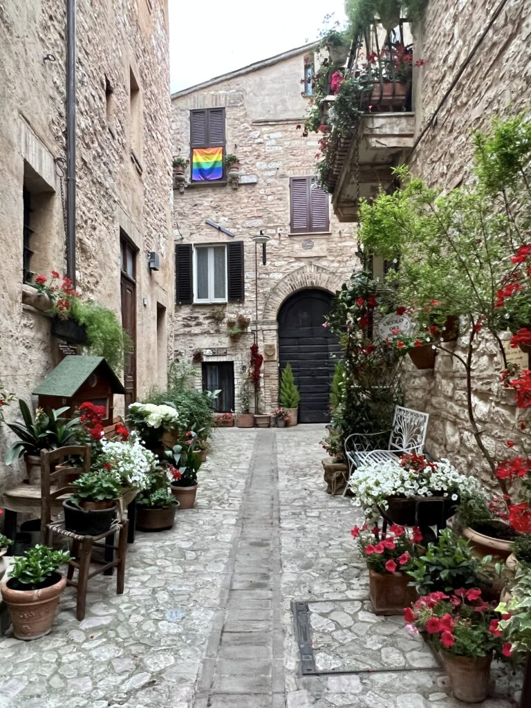 street with flowers in Spello
