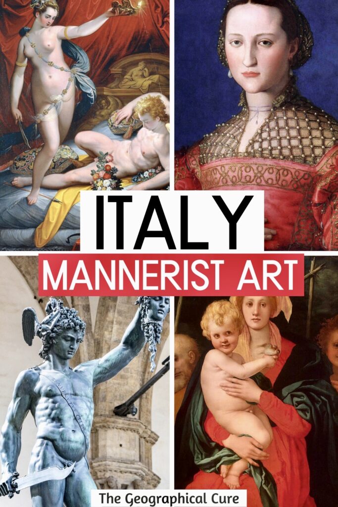 Pinterest pin for famous Italian Mannerist paintings and sculptures