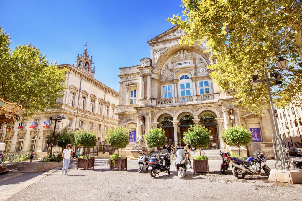 the opera house on Place de l'Horloge, a must see on e one day in Avignon itinerary