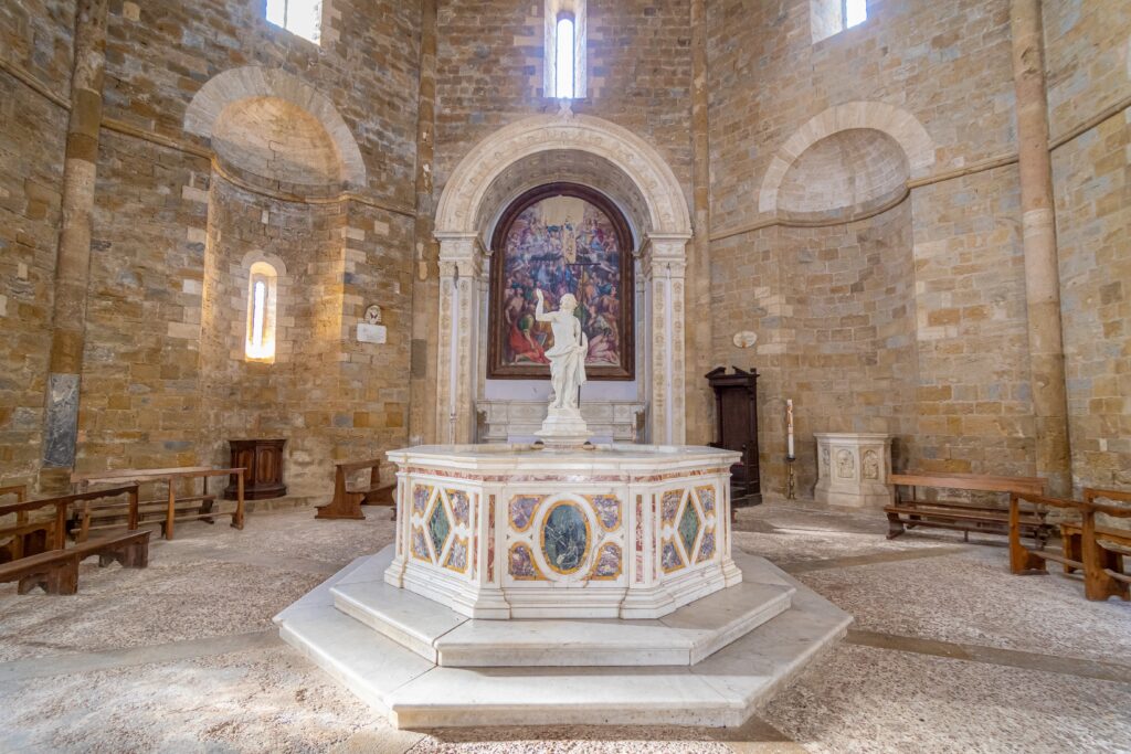 baptismal font in the Baptistery