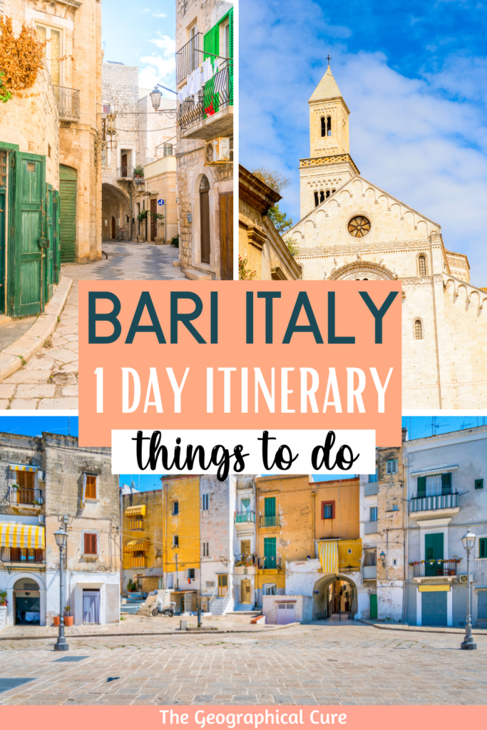 Pinterest pin for one day in Bari itinerary