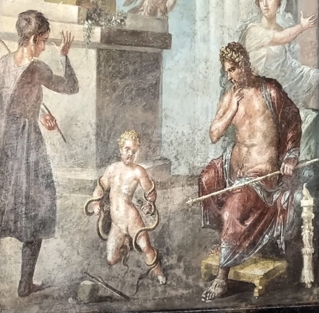 Hercules as a baby fresco