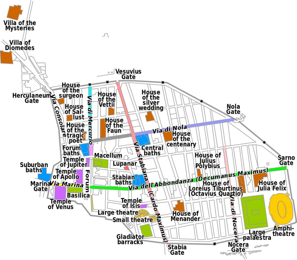 map of Pompeii, CC Wikimedia