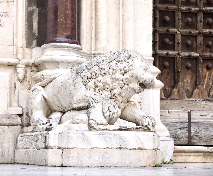 lion sculpture at the entrance