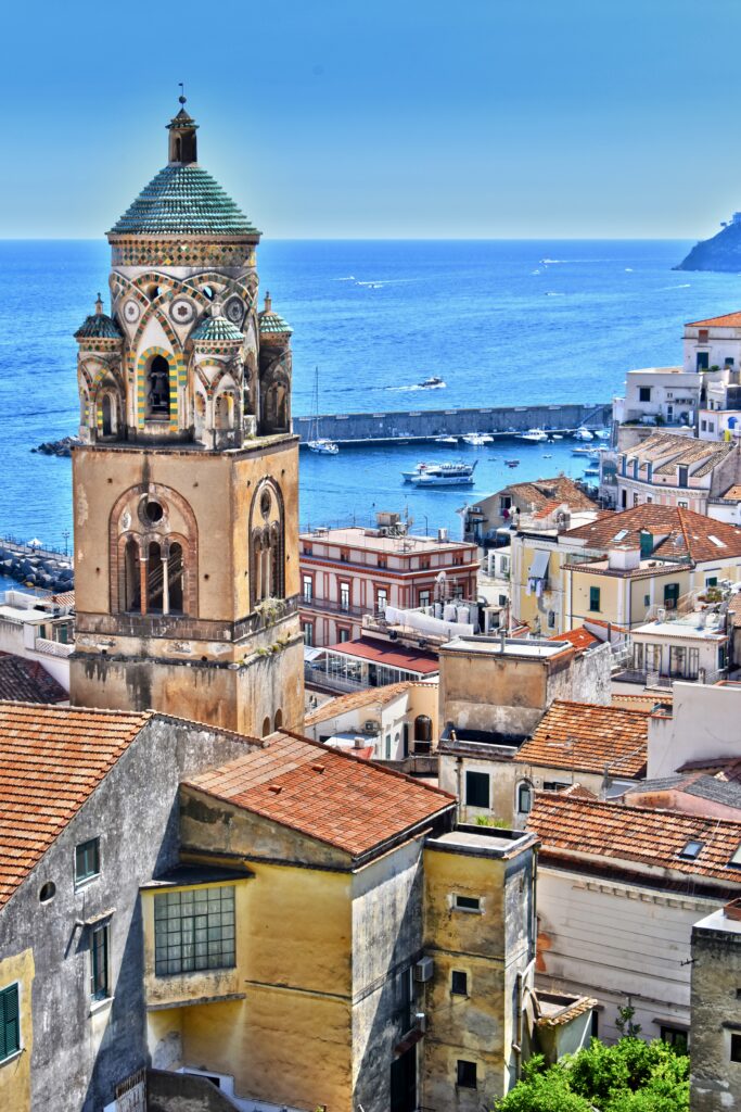 bell tower of cathedral in Amalfi Town