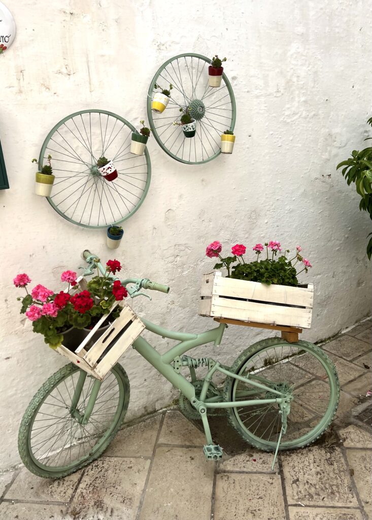 bicycle decorated with flowers