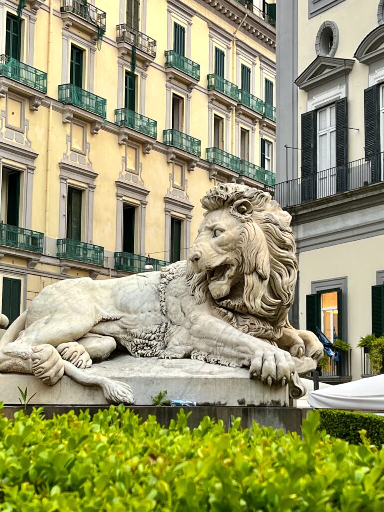 lion in a fountain in Piazza Martiri in Chiaia