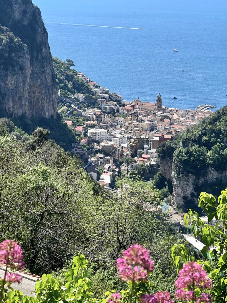 view of the town of Scala on a hike