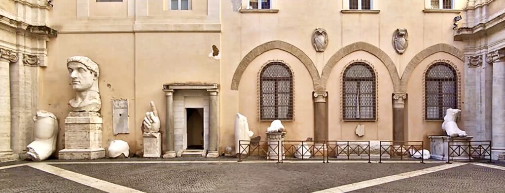 courtyard with the remains of the Constantine sculpture