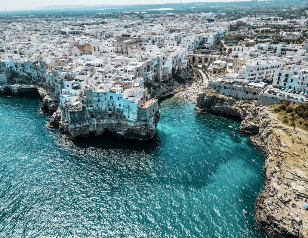 aerial view of Polignano a Mare