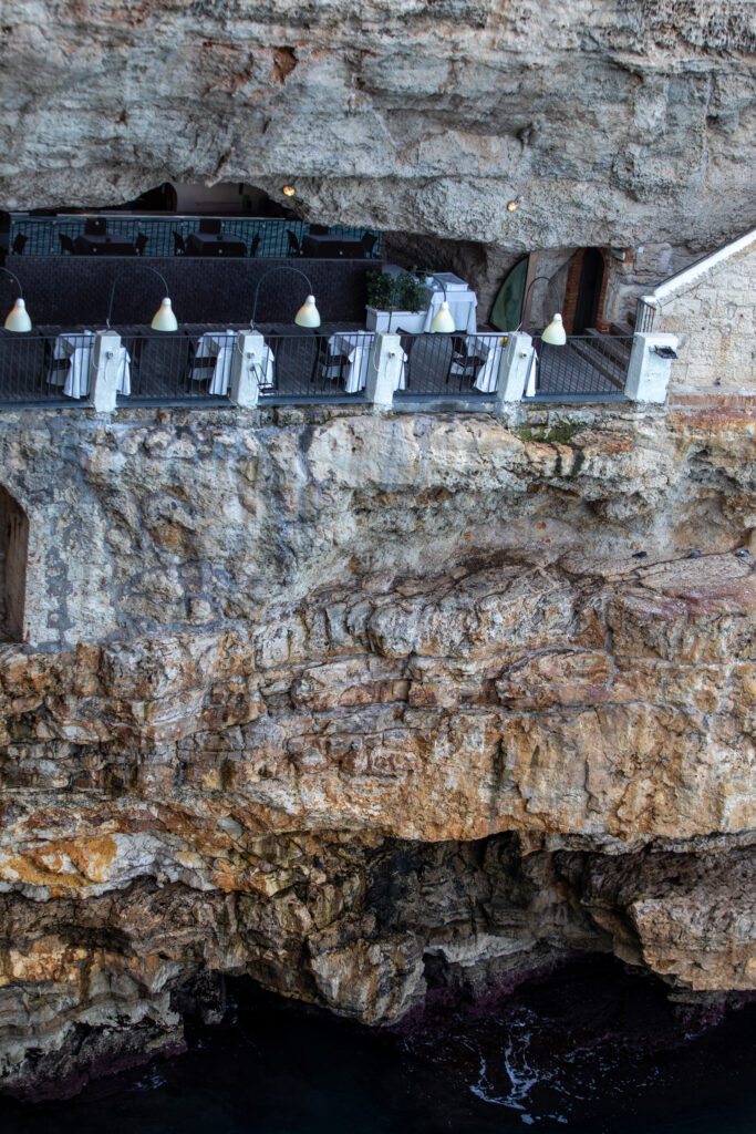 cave restaurant in the Hotel Grotta Palazzese in Polignano a Mare