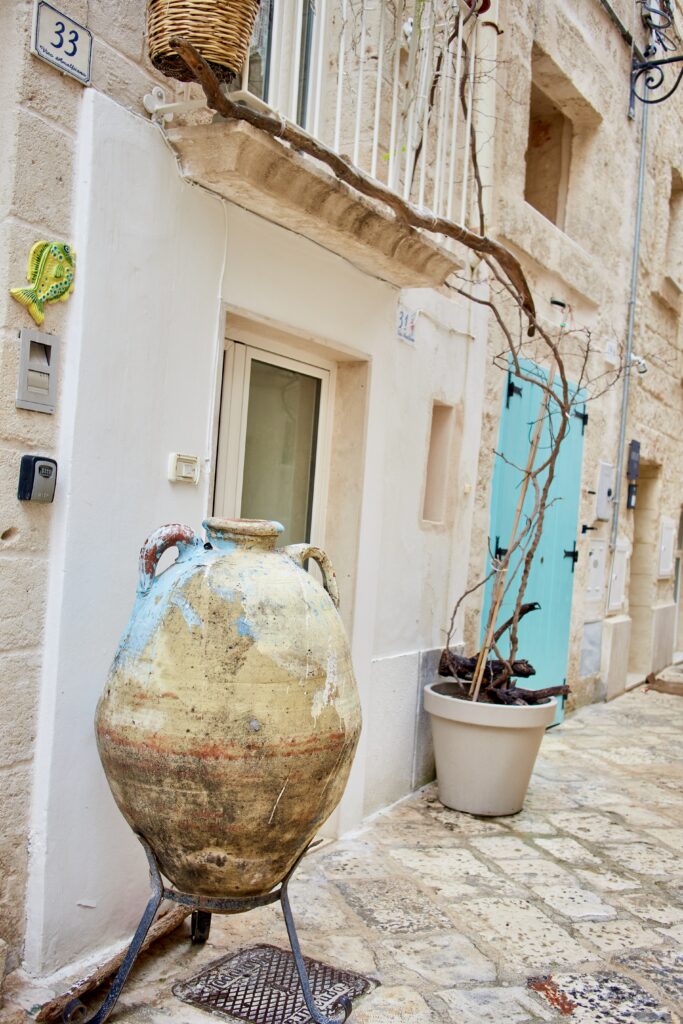 street in Monopoli with whitewashed houses