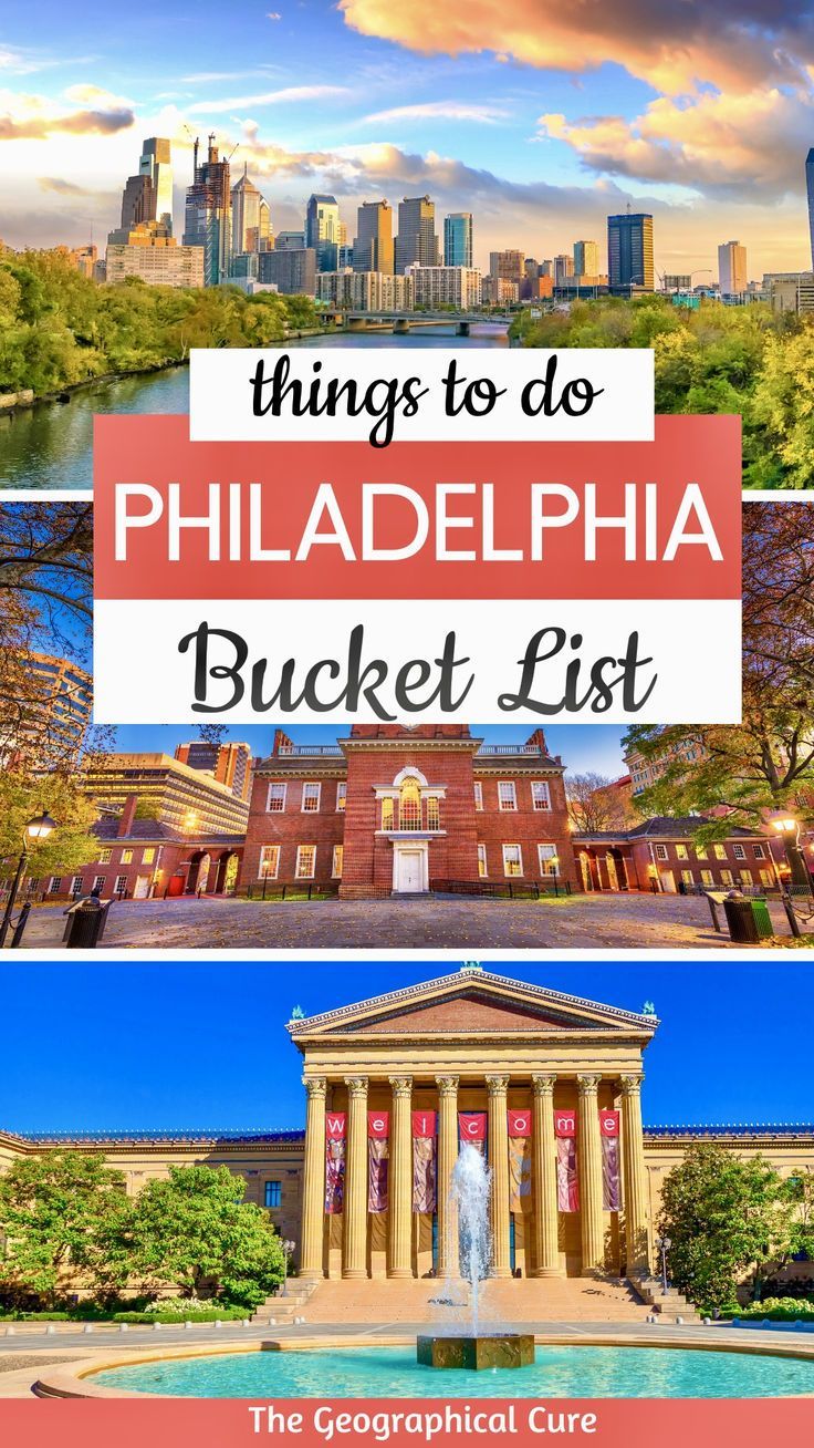 Pinterest pin graphic for Philadelphia bucket list, best things to do