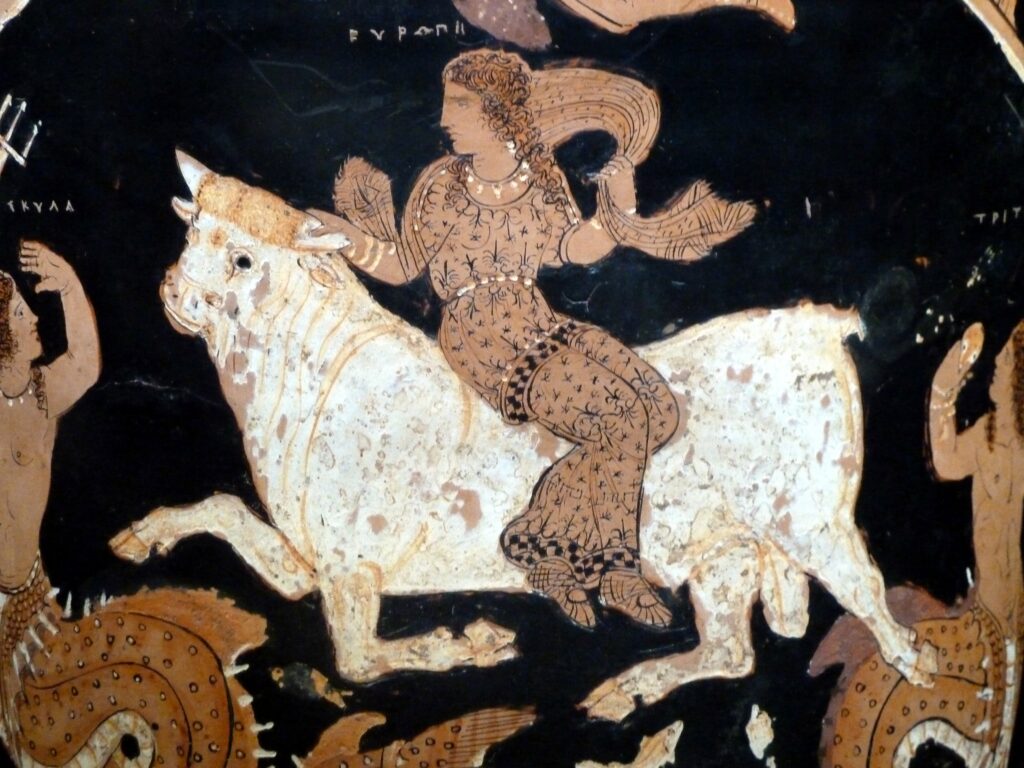 krater vase showing the Rape of Europa