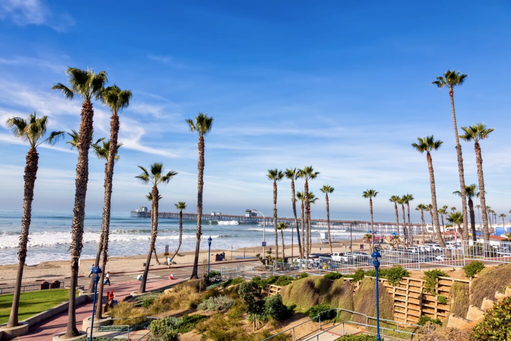 Oceanside with the beach and pier