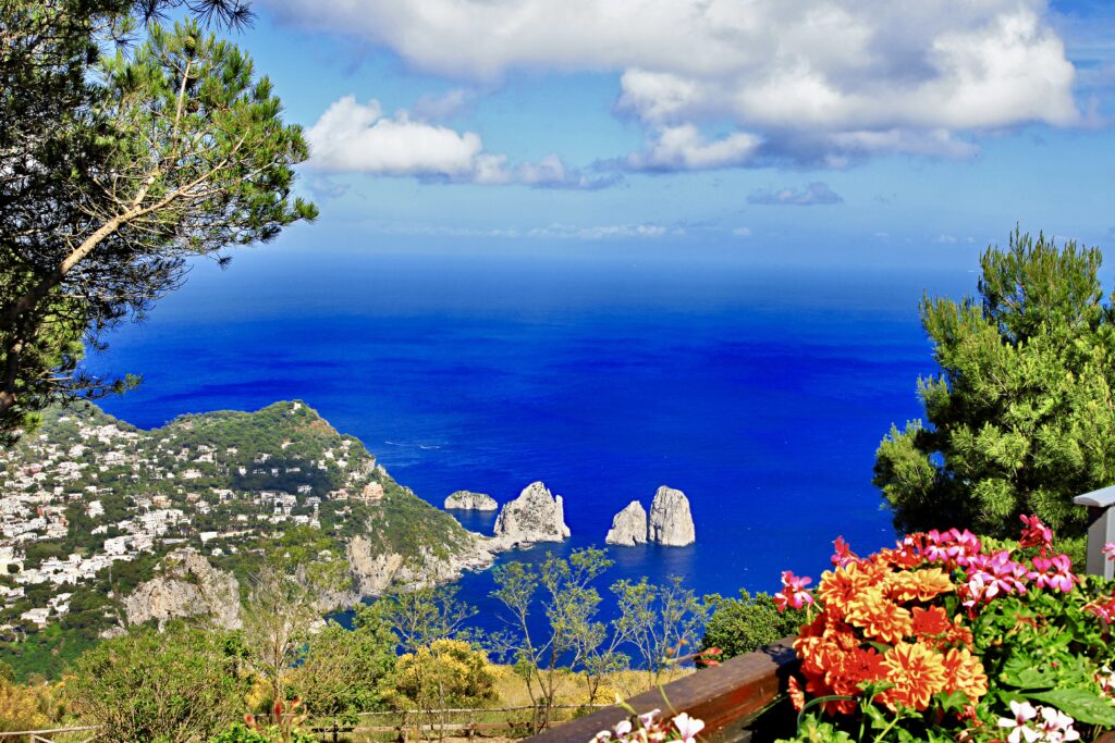 view of the Fragalioni rocks from Capri