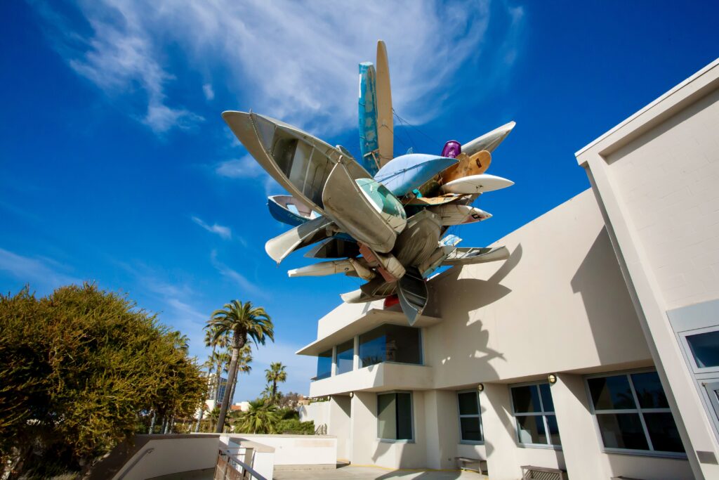 sculpture on the facade of the museum