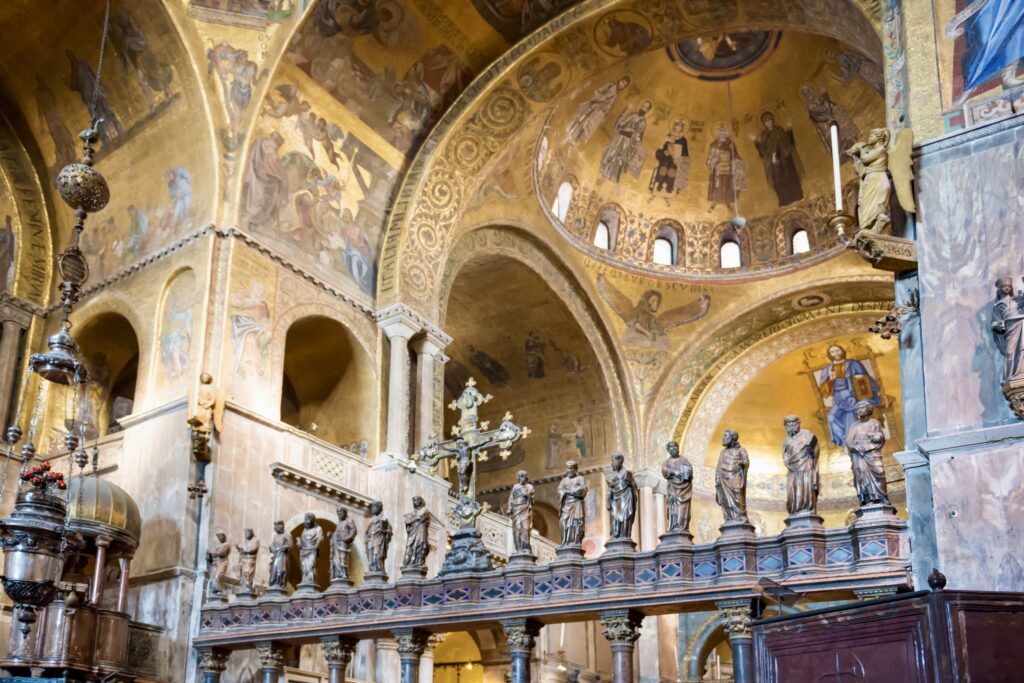 gold mosaics in the basilica
