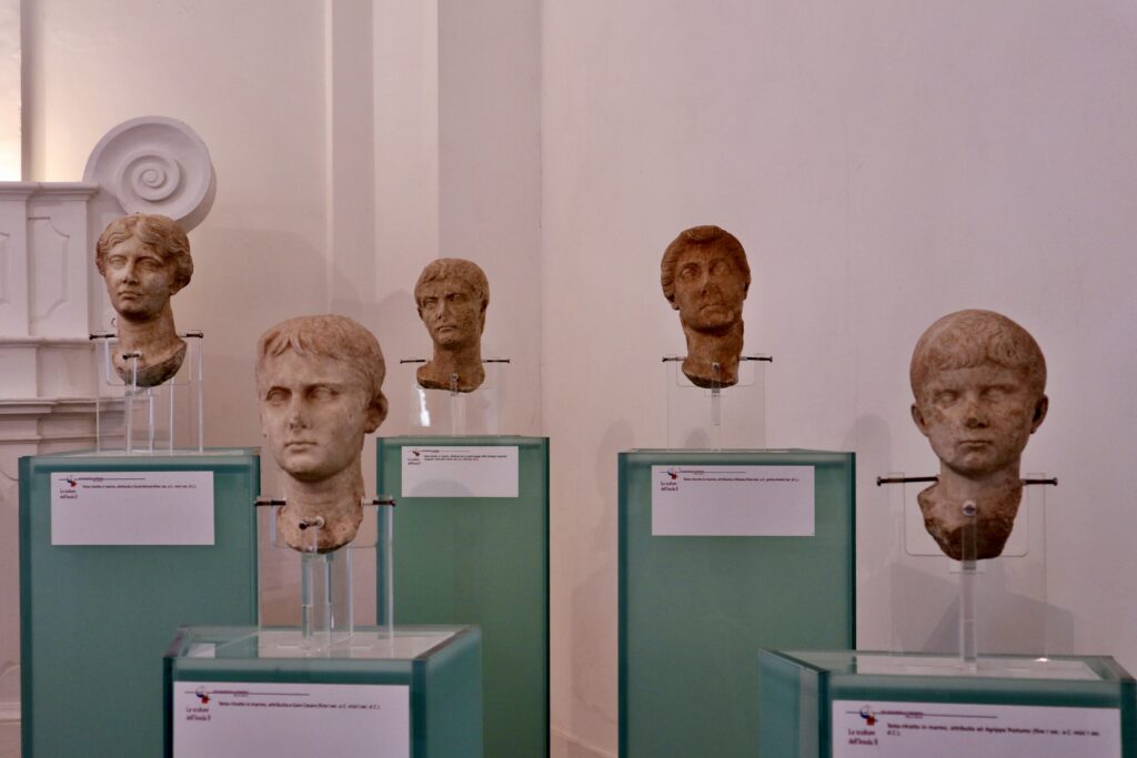 scuptures in Paestum archaeological mus