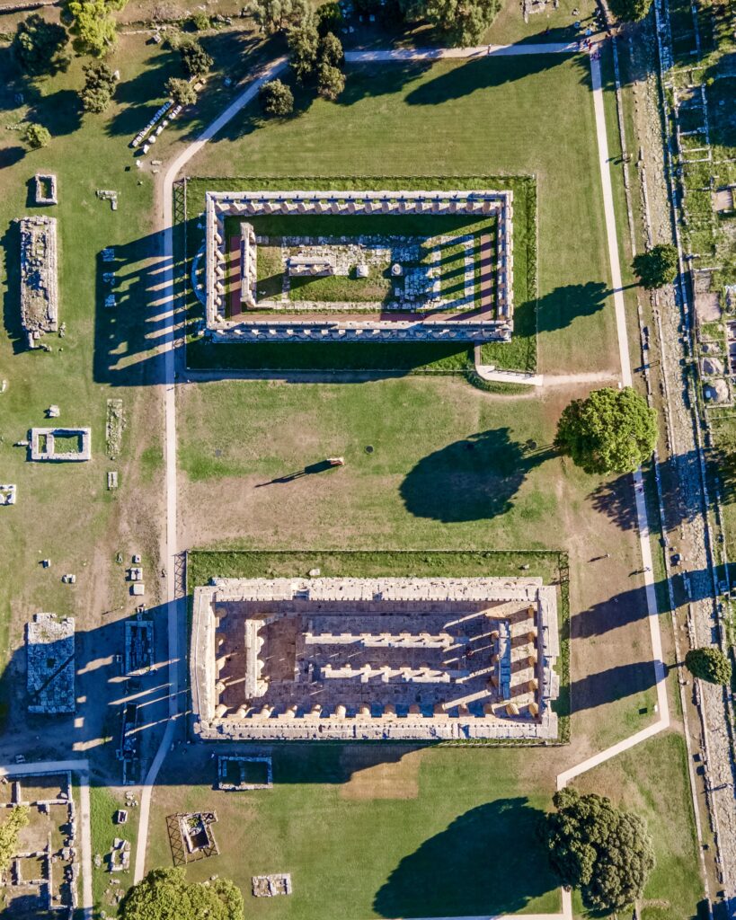 aerial view of the temples