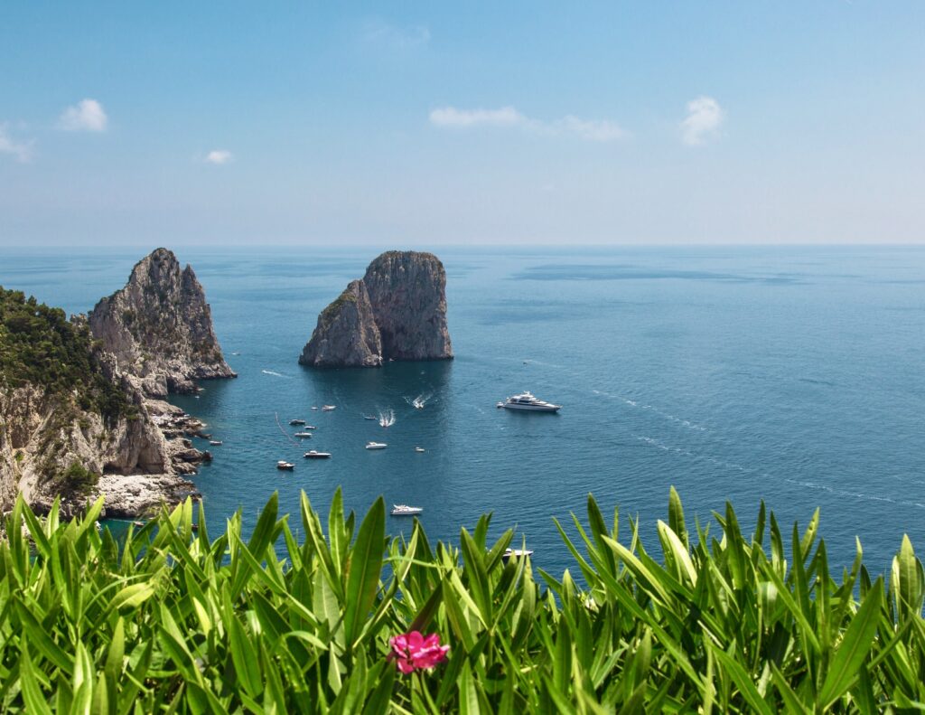 view from the Gardens of Augustus, a must visit with one day in Capri
