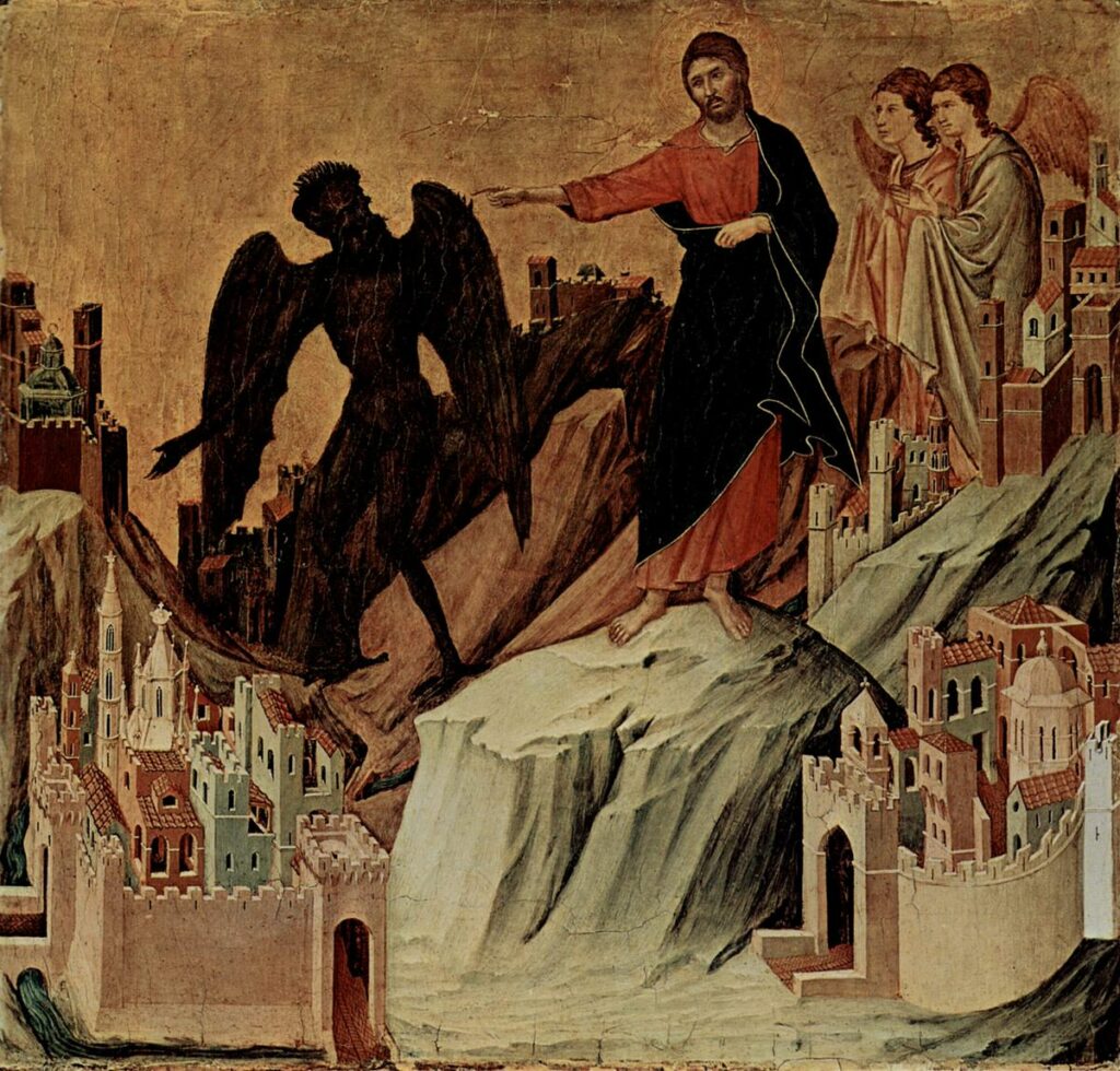 Duccio, The Temptation of Christ on the Mountain, 1308-11