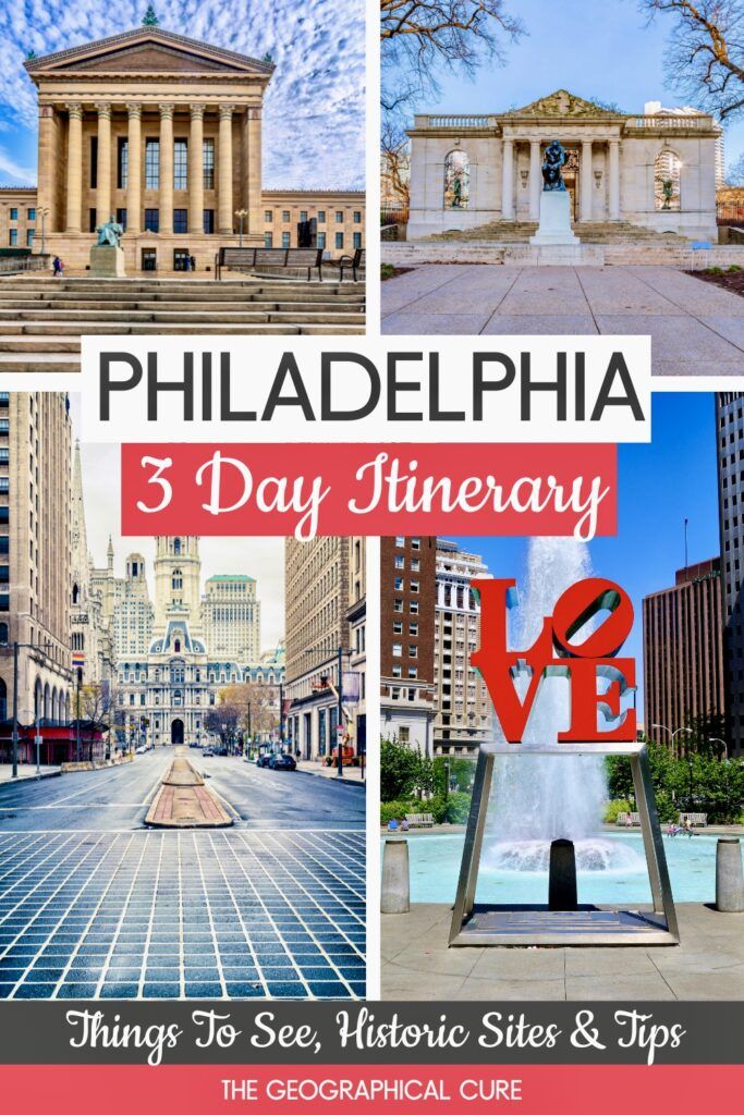 Pinterest pin for 3 days in Philadelphia itinerary