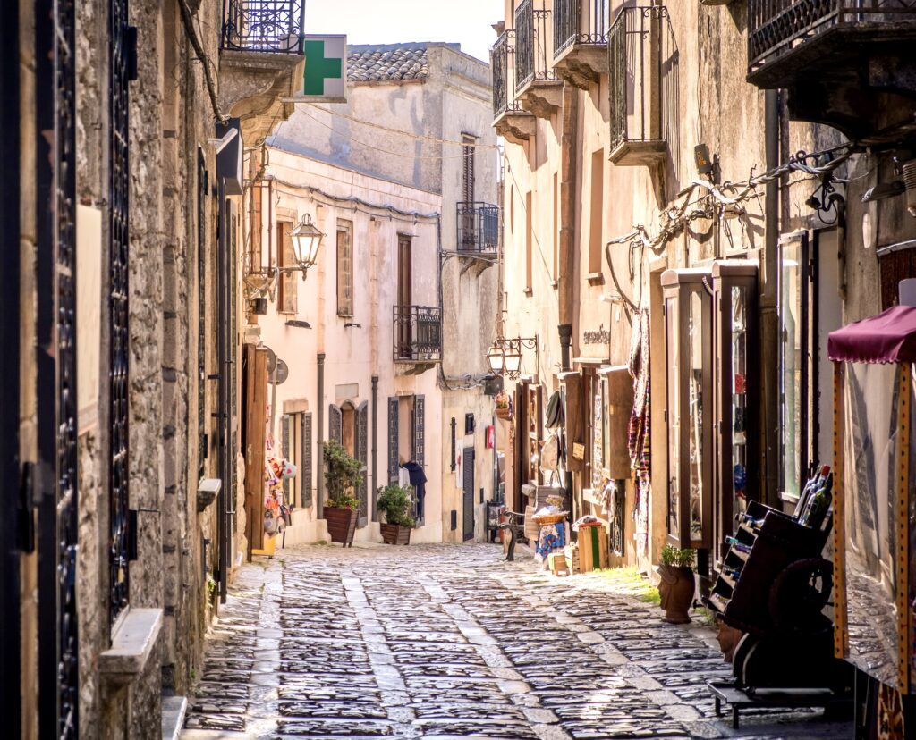 cobbled street in Erice