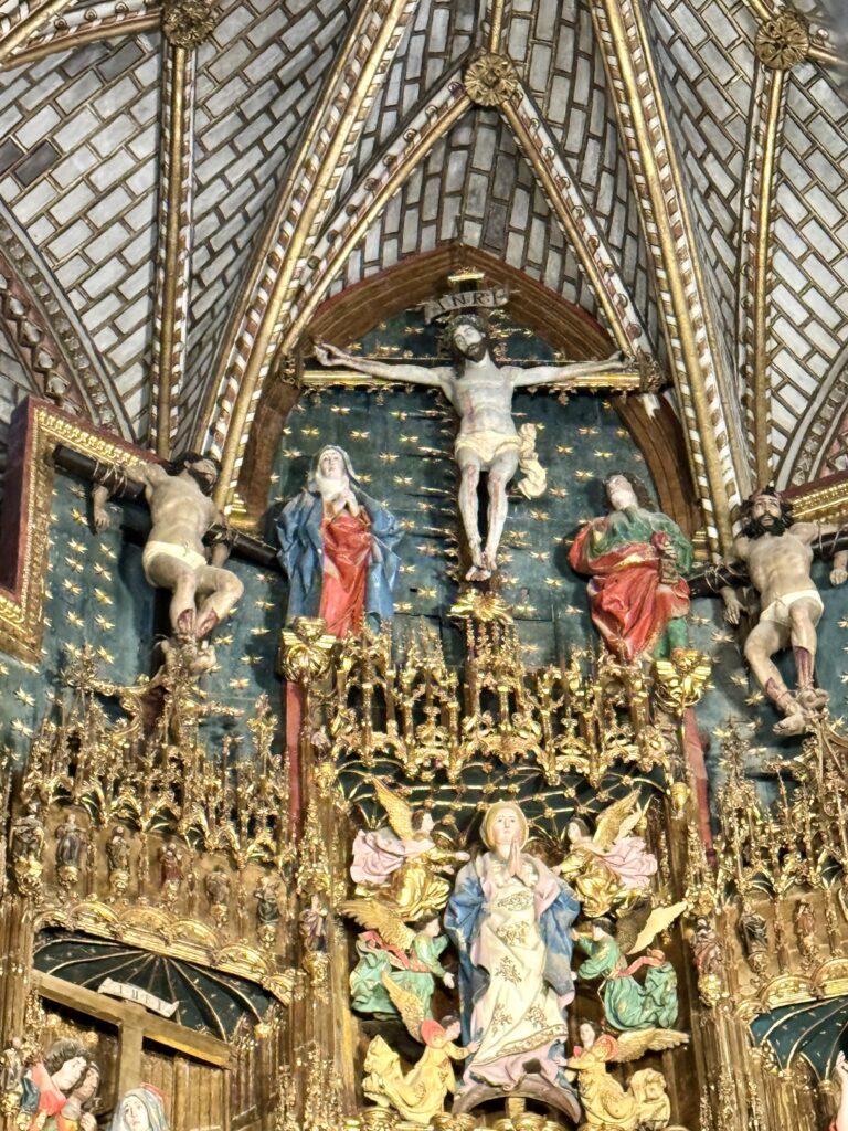 detail of main altar showing Crucifixion
