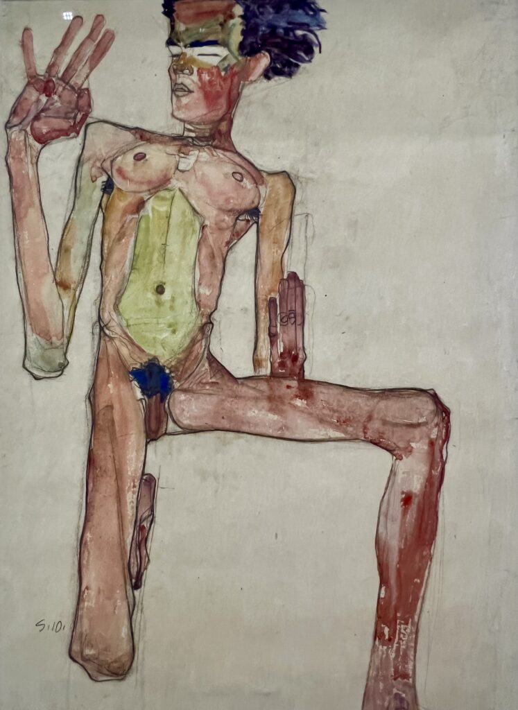 Schiele, Self-Portait as a Kneeling Nude, 1910