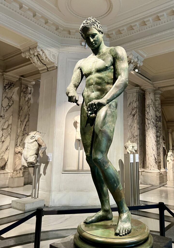 bronze sculpture of an athlete