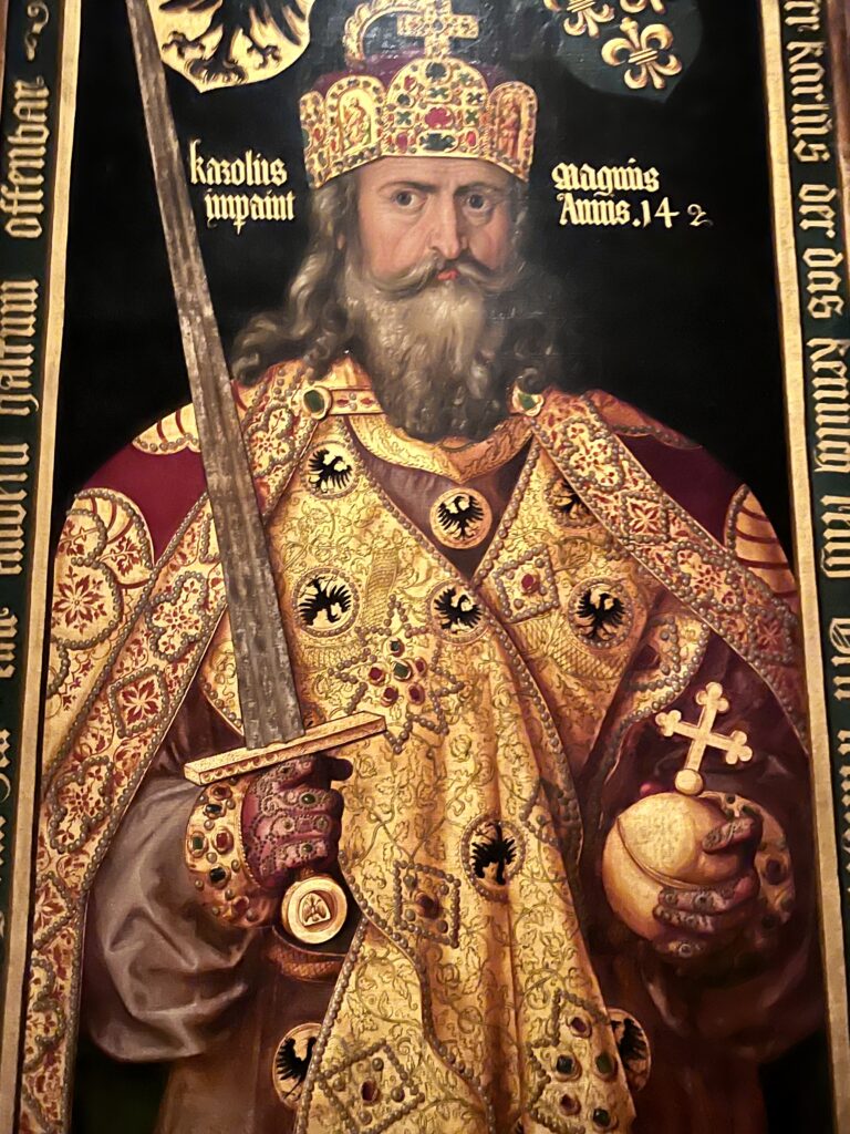 copy of Albrecht Durer's painting of Charlemagne wearing the crown
