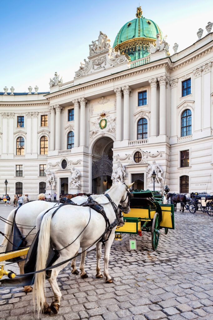 Hofburg Palace with a horse drawn carriage in front