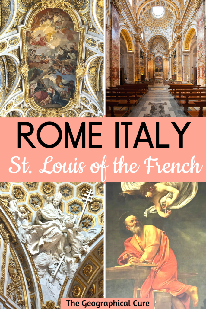 Pinterest pin for guide to St. Louis of the French and the Contareli Chapel