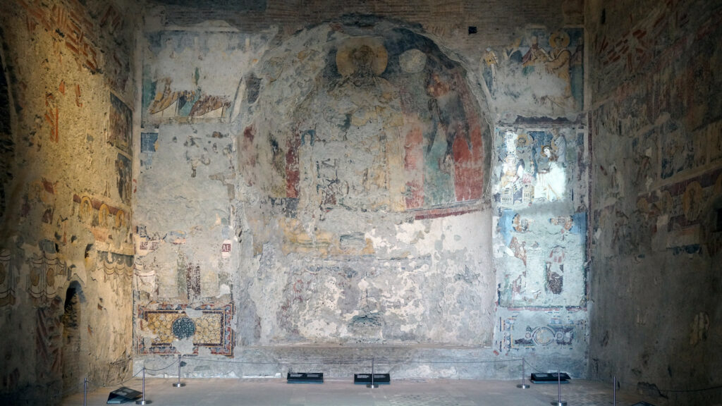 faded frescos in the apse, 6th century