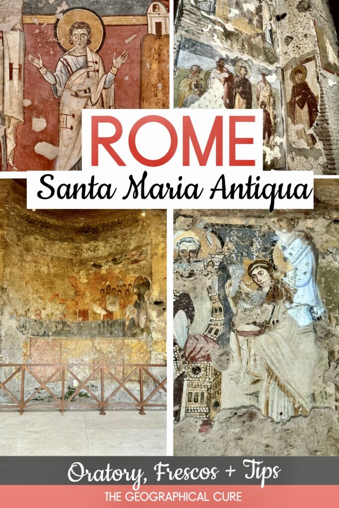Pinterest pin for guide to Santa Maria Antiqua and the Oratory of the 40 Martyrs