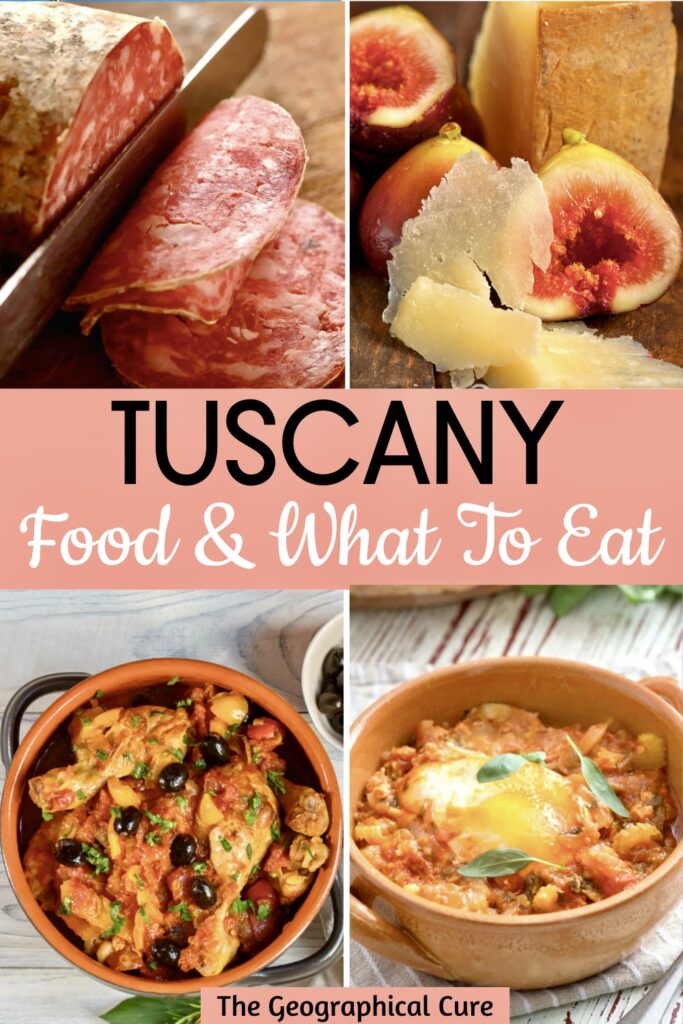Pinterest pin for what traditional food to eat in Tuscany