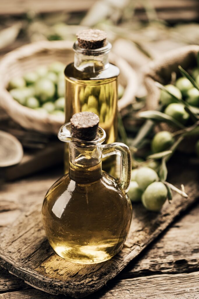 green olives and olive oil
